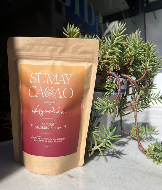 Paquete de cacao con planta y luz de sol