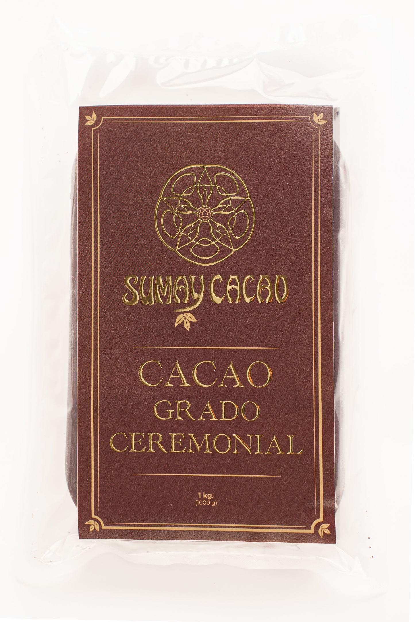 Paquete kilo cacao ceremonial Sumay sobre fondo neutro