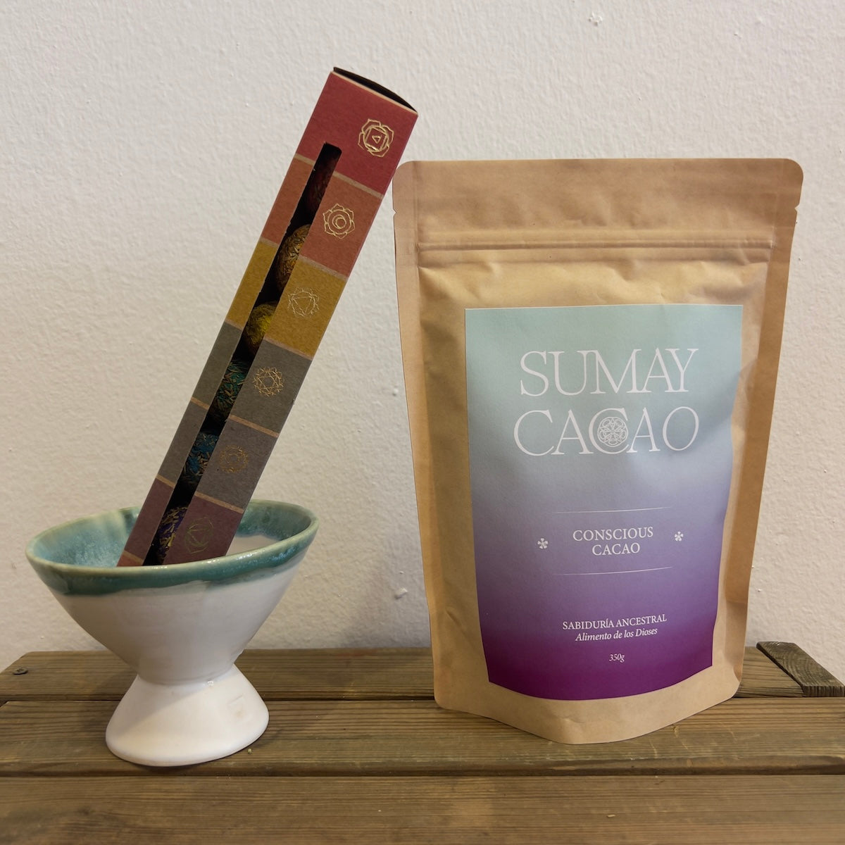 Pack limpieza con copalera, cacao ceremonial y bombitas energéticas.