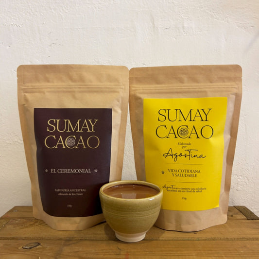 Paquetes de cacao ceremoniales, El ceremonial y Vida cotidiana con taza de cacao ceremonial artesanal de Isa